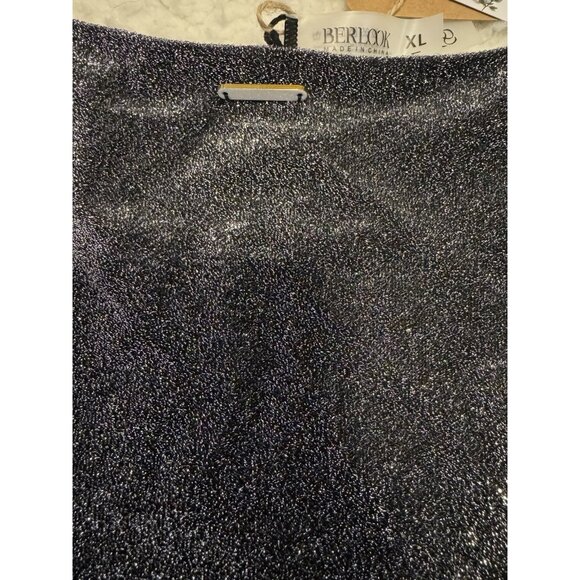 Berlook Black Shimmer Two Piece Swimsuit String Bikini Size XL NEW W Bag - Picture 11 of 13